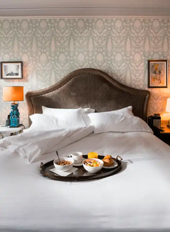 Delicious breakfast served in the bed