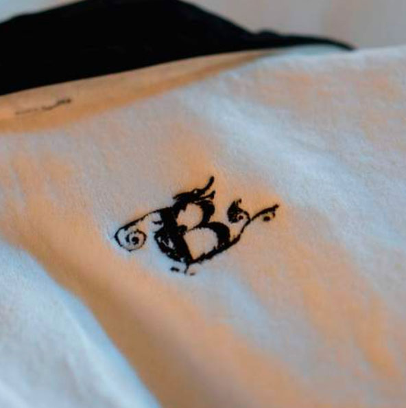Logo of The Beekman Hotel is printed on the cloth